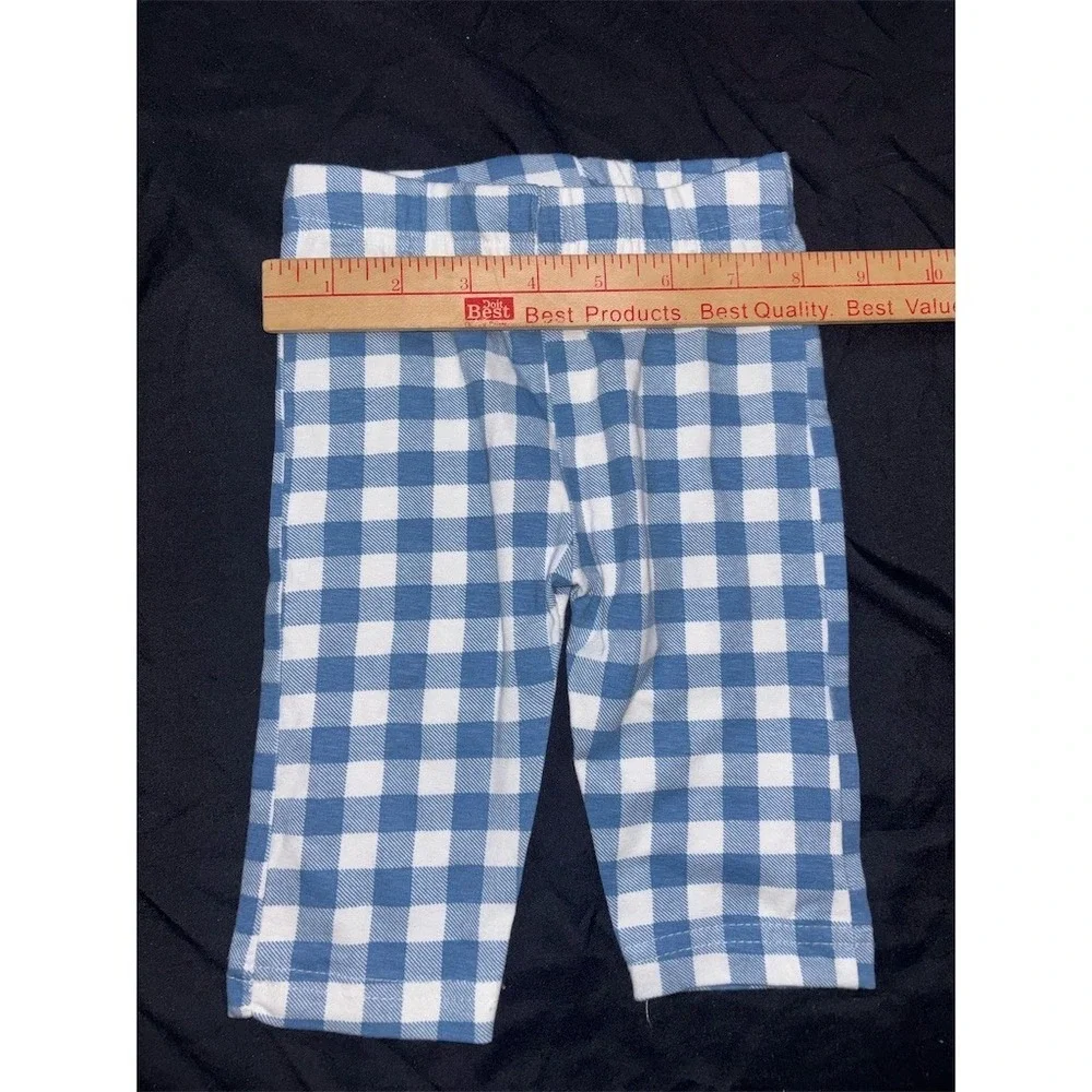 Rare Editions Baby Girl Leggings Pants 12M Blue White Gingham Pull-On picnic